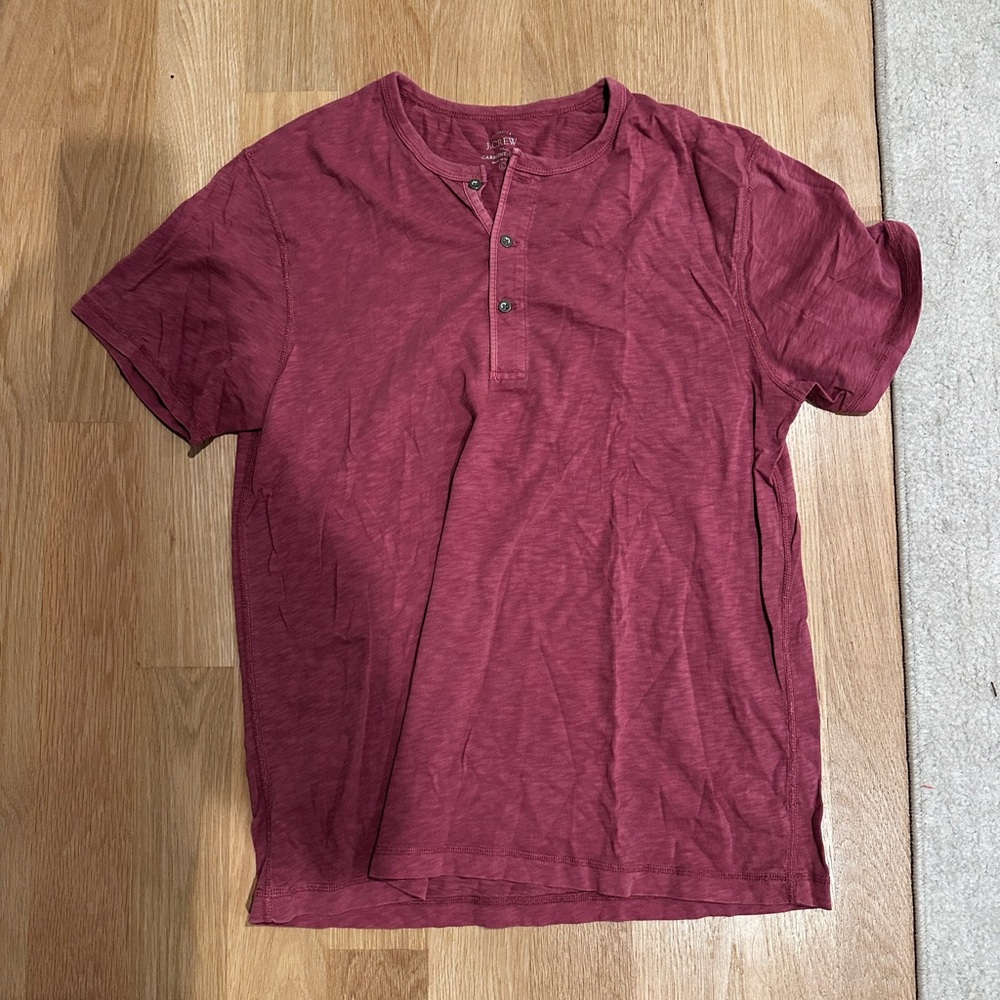 J. Crew Short Sleeve Henley in Burgundy
